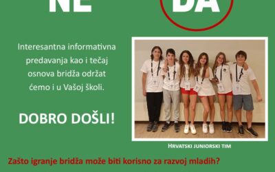Projekt Grada Zagreba „Bridž kao medij za jačanje psihosocijalnih vještina, suradnje i samopouzdanja mladih“